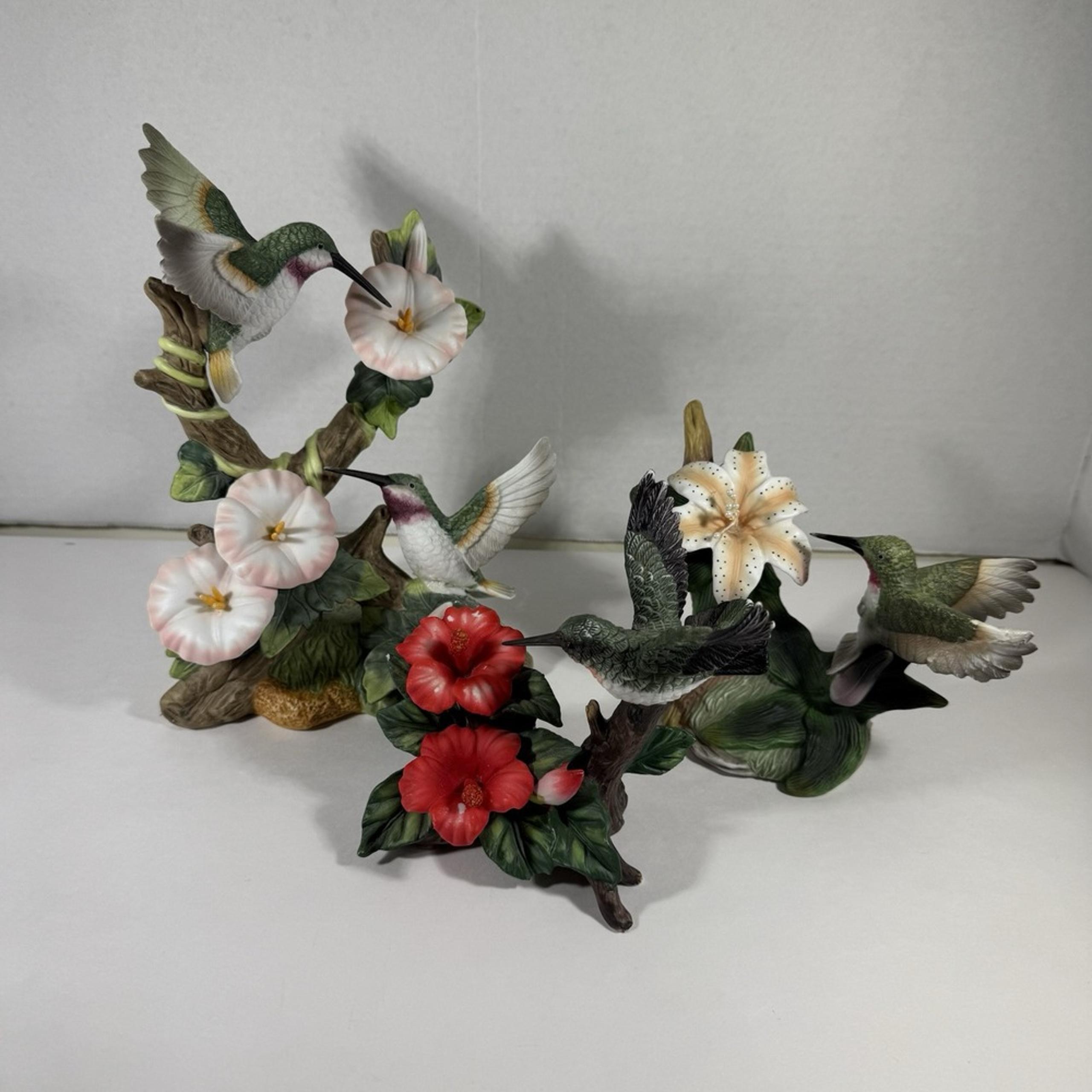 Wellington Porcelain Hummingbirds Vintage *READ* All Have Minor Flaws: Lot of 3