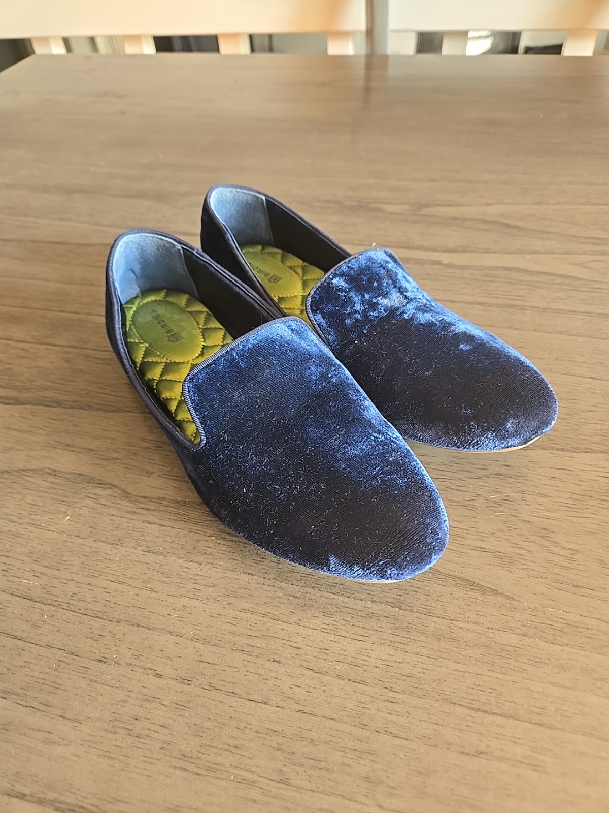 BIRDIES The Starling Velvet Sapphire Blue Flats Loafers Size 8 Women's