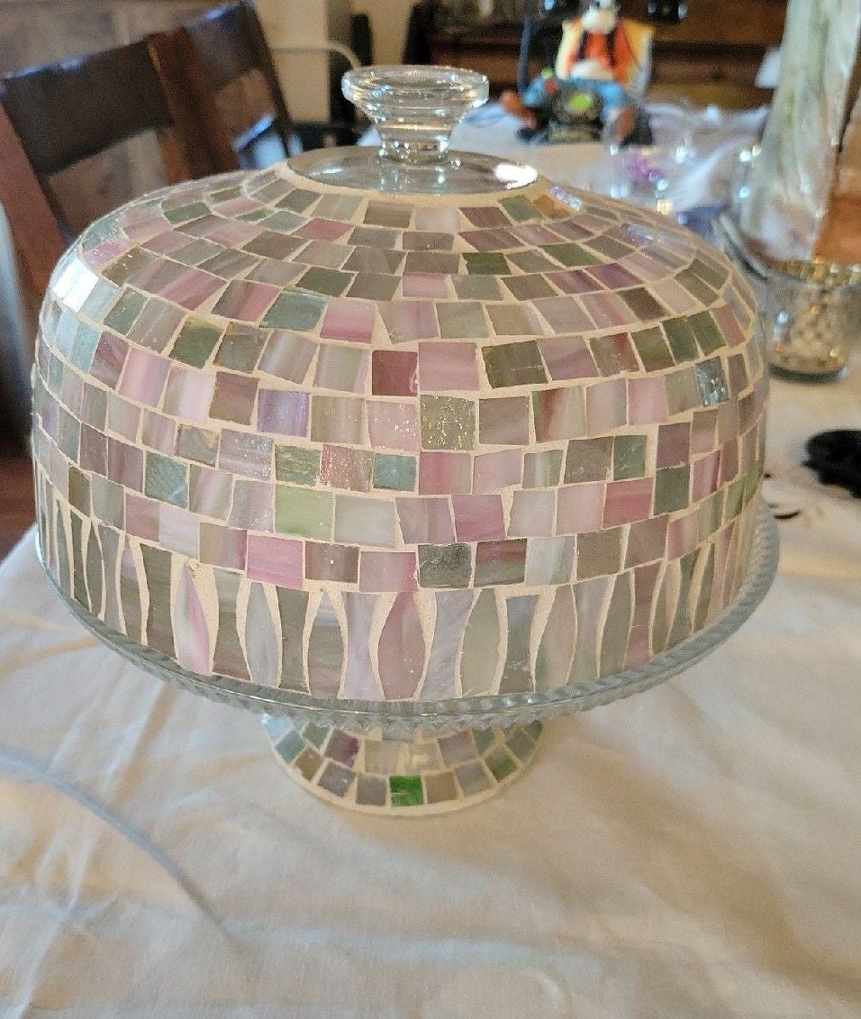 Stunning. Mosaic Cake Plate and Cover