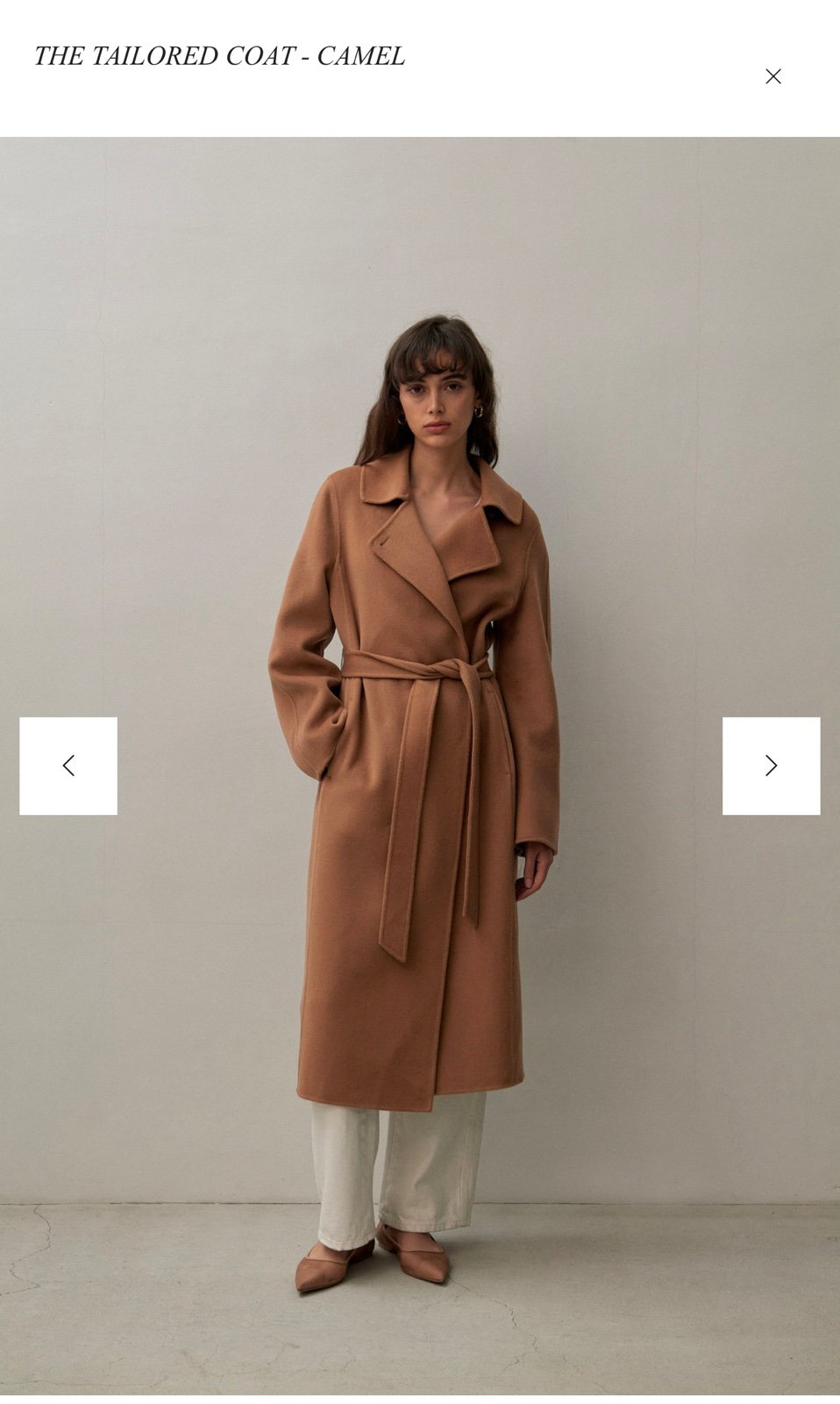 The Curated - the tailored coat -camel size small