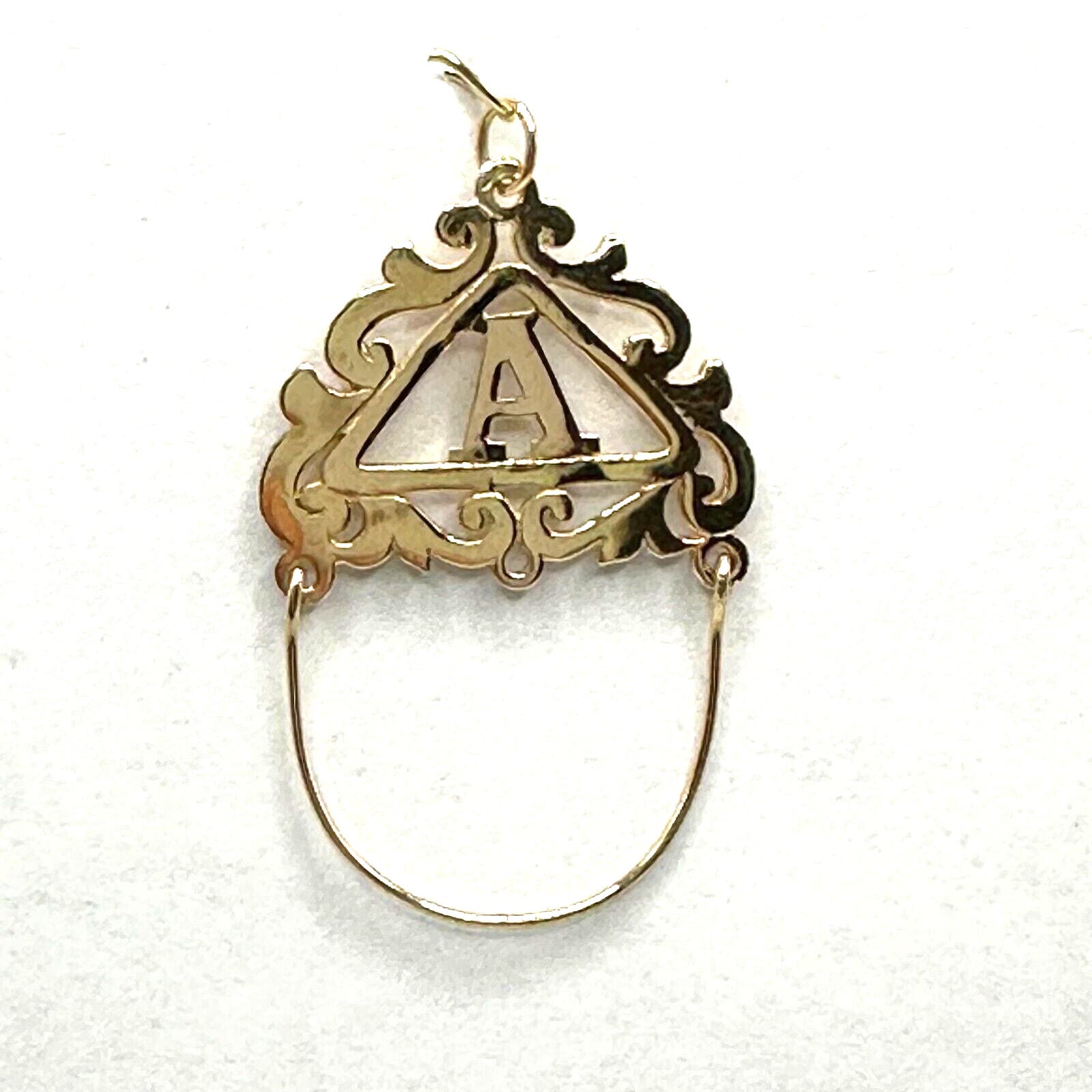 Vintage Estate 14k Yellow Gold Charm/Pendant Holder with A initial 1.75”/3.3g.