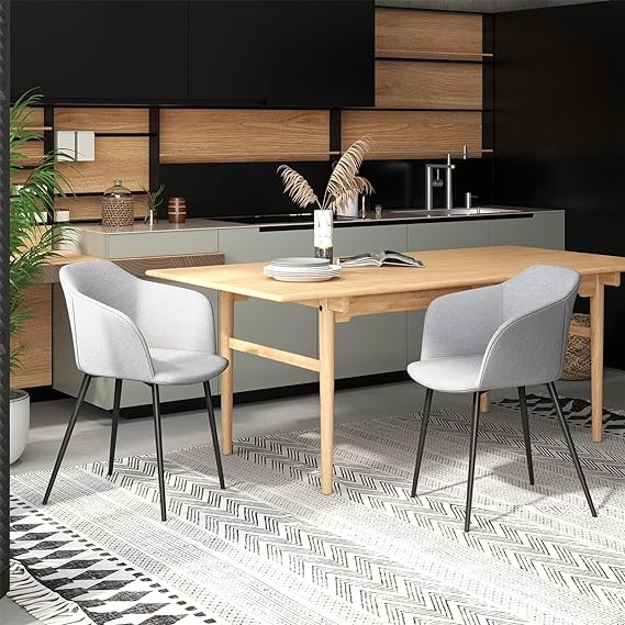 Upholstered Kitchen Chairs with Arms, Dining Room Chairs with Metal Frame