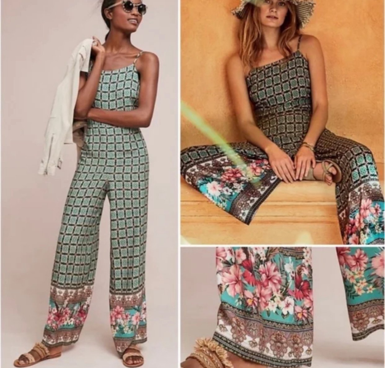 Farm Rio Anthropologie Honolulu Wide Leg Jumpsuit Size Medium