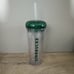 Starbucks Tumbler Korea 2022 Wordmark Foam Cold Cup Green Clear 16 Oz 473ml