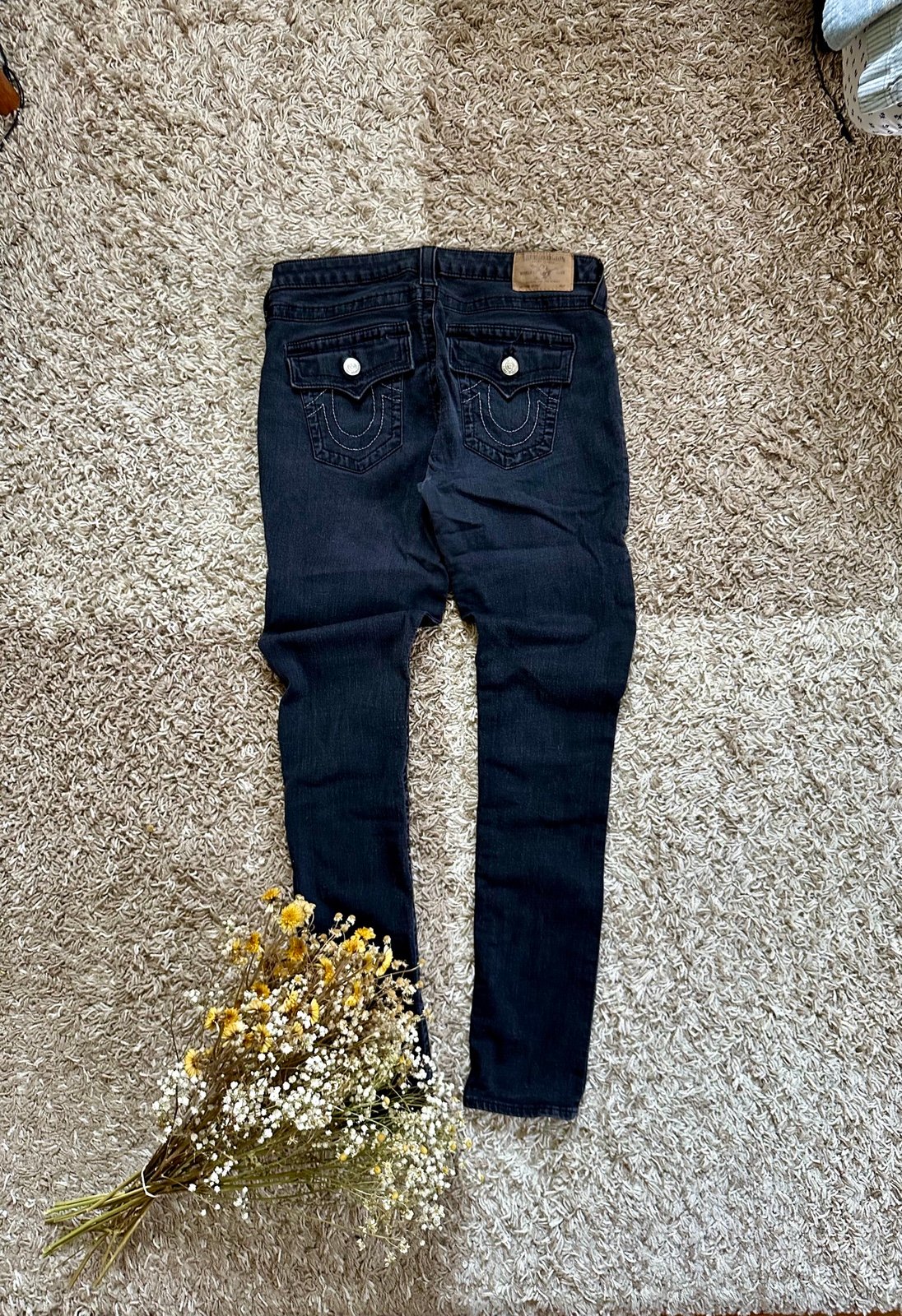 True Religion Black Denim Skinny Leggings Y2K Size 32