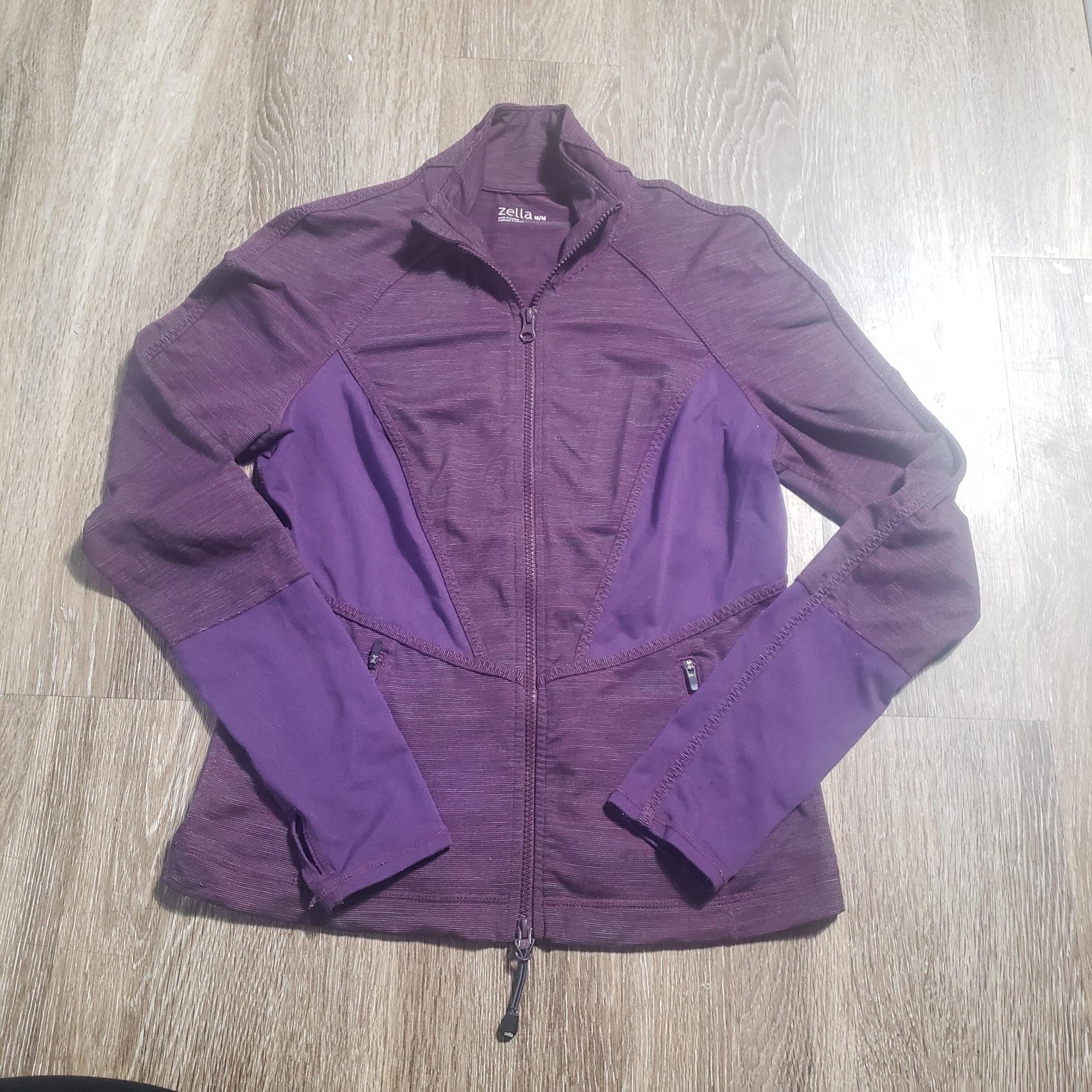 Zella Purple Long Sleeve Full Zip Up Athletic Jacket Womens Size M Thumbholes .