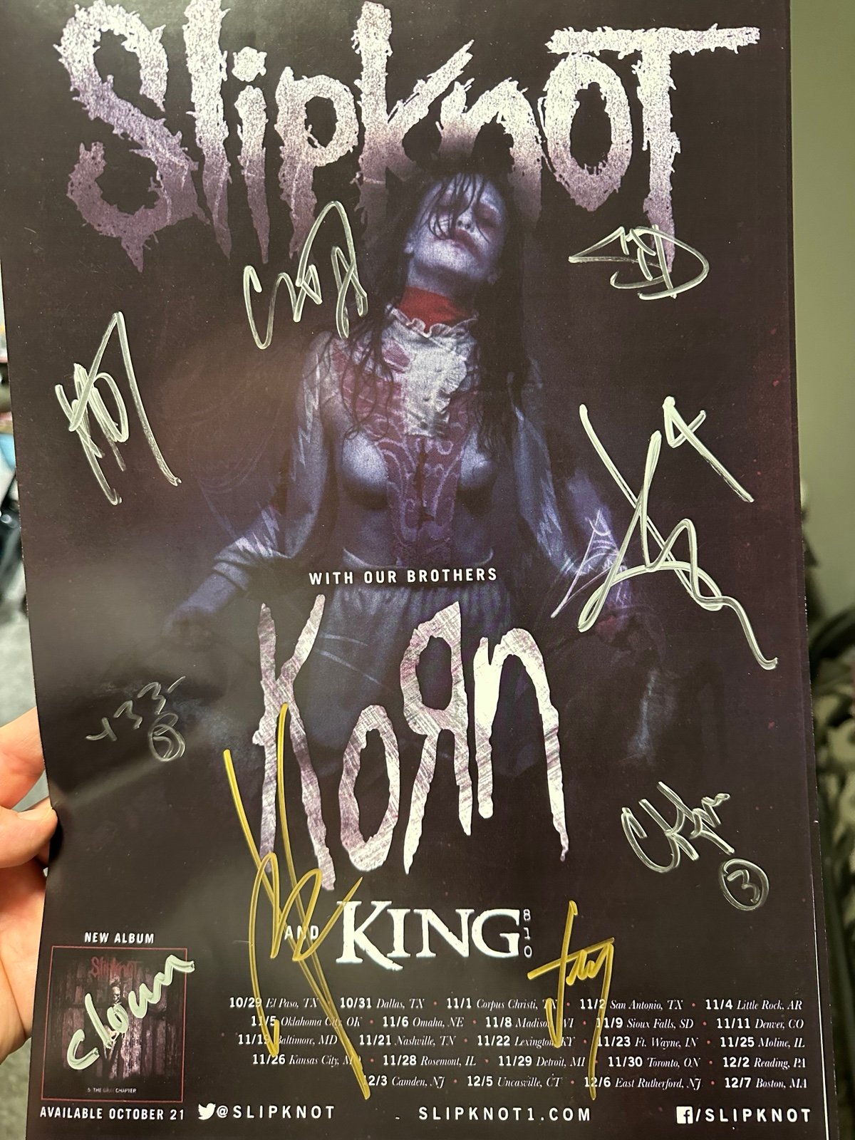 Signed slipknot tour poster