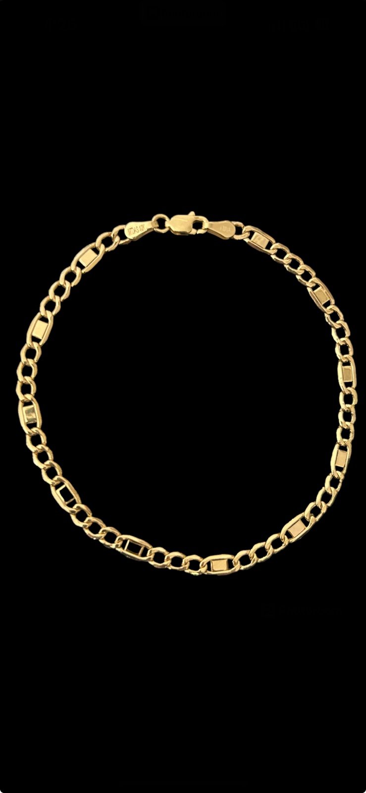10k gold Mens Cuban curb Valentino chain link bracelet