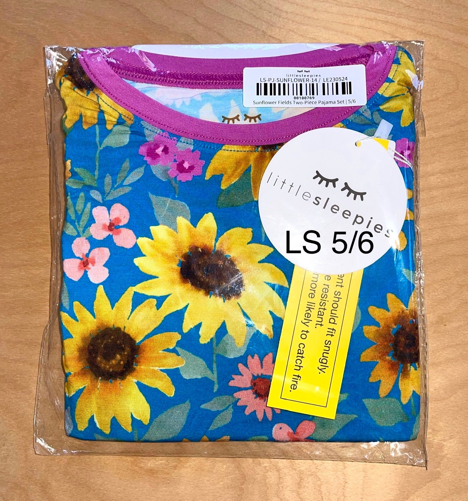 Little Sleepies Sunflower Fields 2-piece Long Sleeve PJ Set (5/6) - NIB