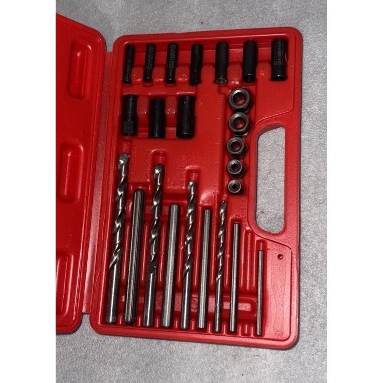 24 PIECE STUD EXTRACTOR DRILL SHAFT NUT TOOL SET IN CASE 4.75mm   15mm *Read*