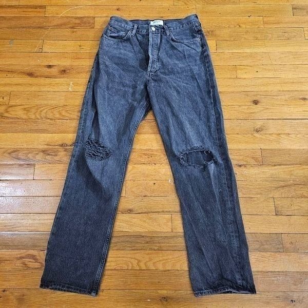 Agolde Jeans Womens Size 28 Distressed 90s Pinch Waist Black High Rise Straight