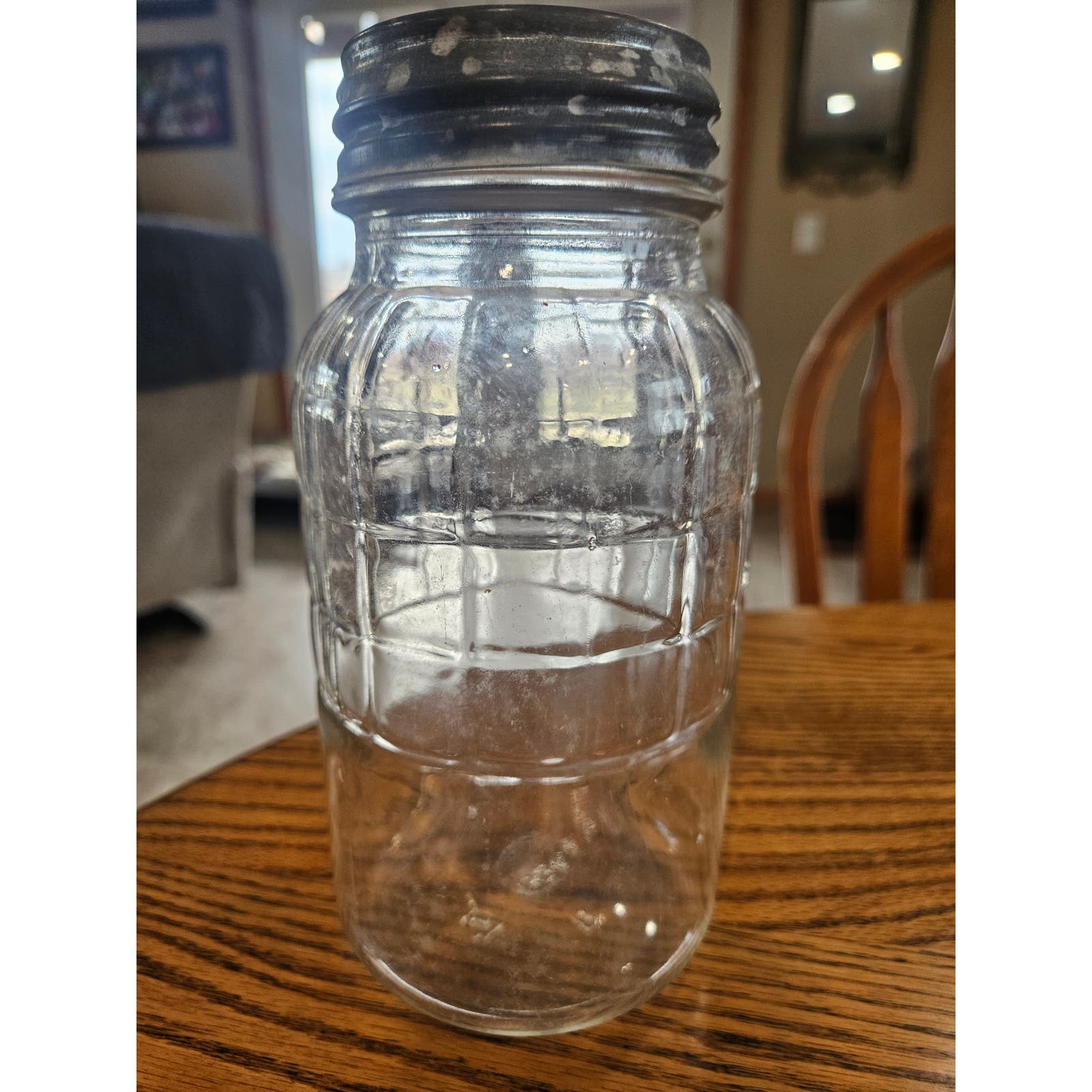 Rare Vintage Pennsylvania Bottle Company Waffle Pattern Quart Jar with Zinc Lid