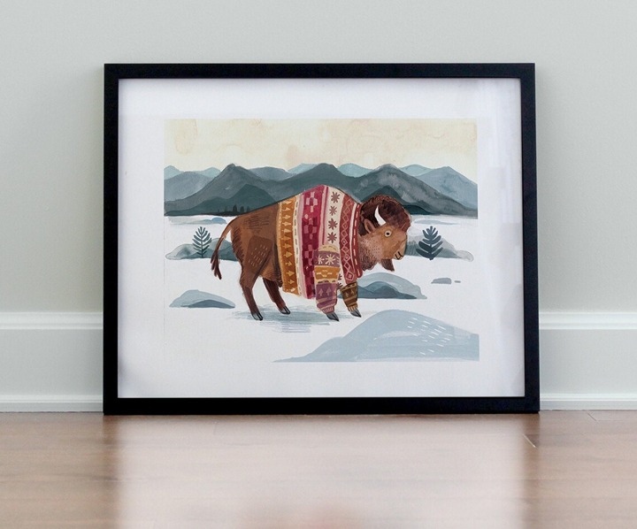 Bison in Knitwear – Artistic Landscape Photos for Home Decor