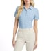 G/FORE Womens Golf Polo Blue Distorted Check Silky Tech Nylon Short Sleeve Shirt