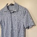 G/FORE Womens Golf Polo Blue Distorted Check Silky Tech Nylon Short Sleeve Shirt