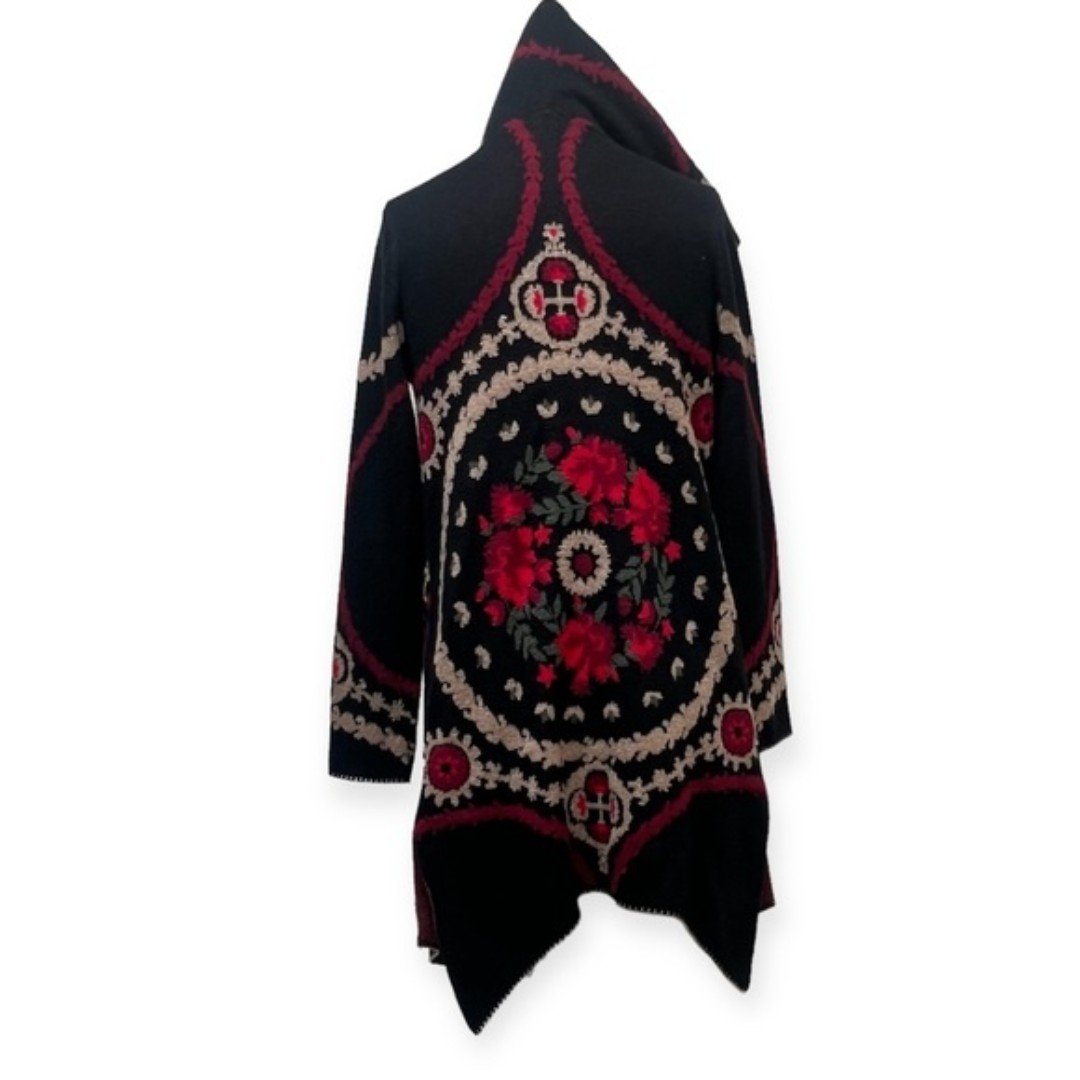 MaxSport LA Long Floral Boho Cardigan Sweater with Hood
