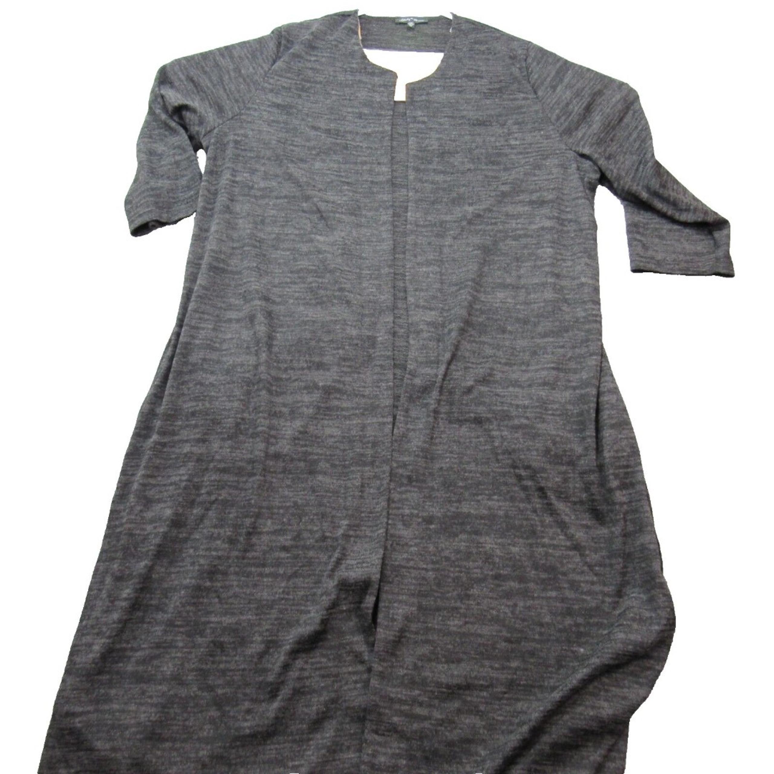 Slinky Brand Womens Jacket SZ L Open Front Draped Tunic Cardigan SZ 1X Grey