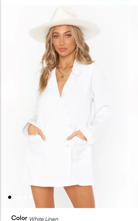 Show me your Mumu white linen blazer romper M never worn NWOT