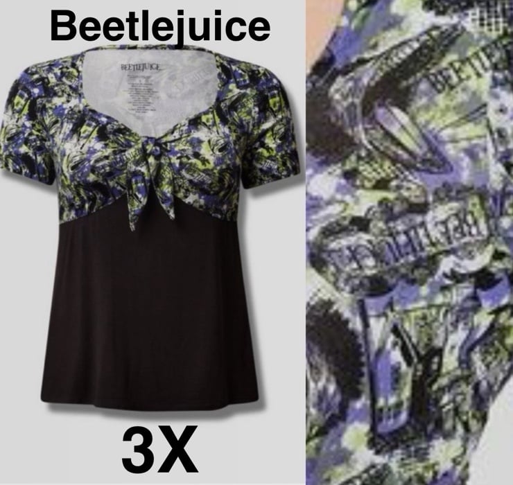 Torrid Warner Bros Beetlejuice Mansion Super Soft Tie Front Top 3X