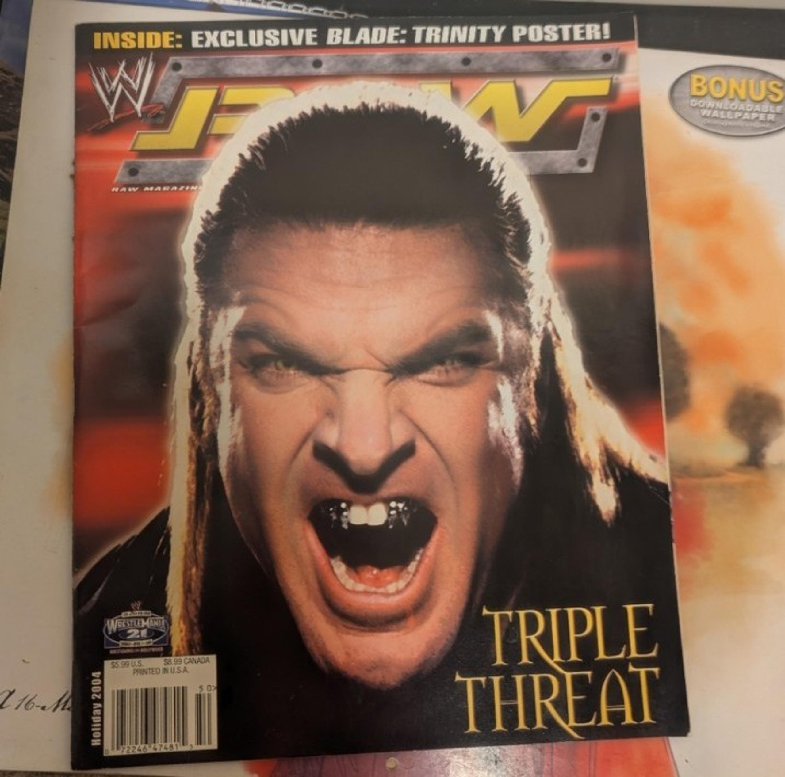WWE Raw Magazine Holiday 2004 Triple H Blade Trinity No Poster Lillian Garcia