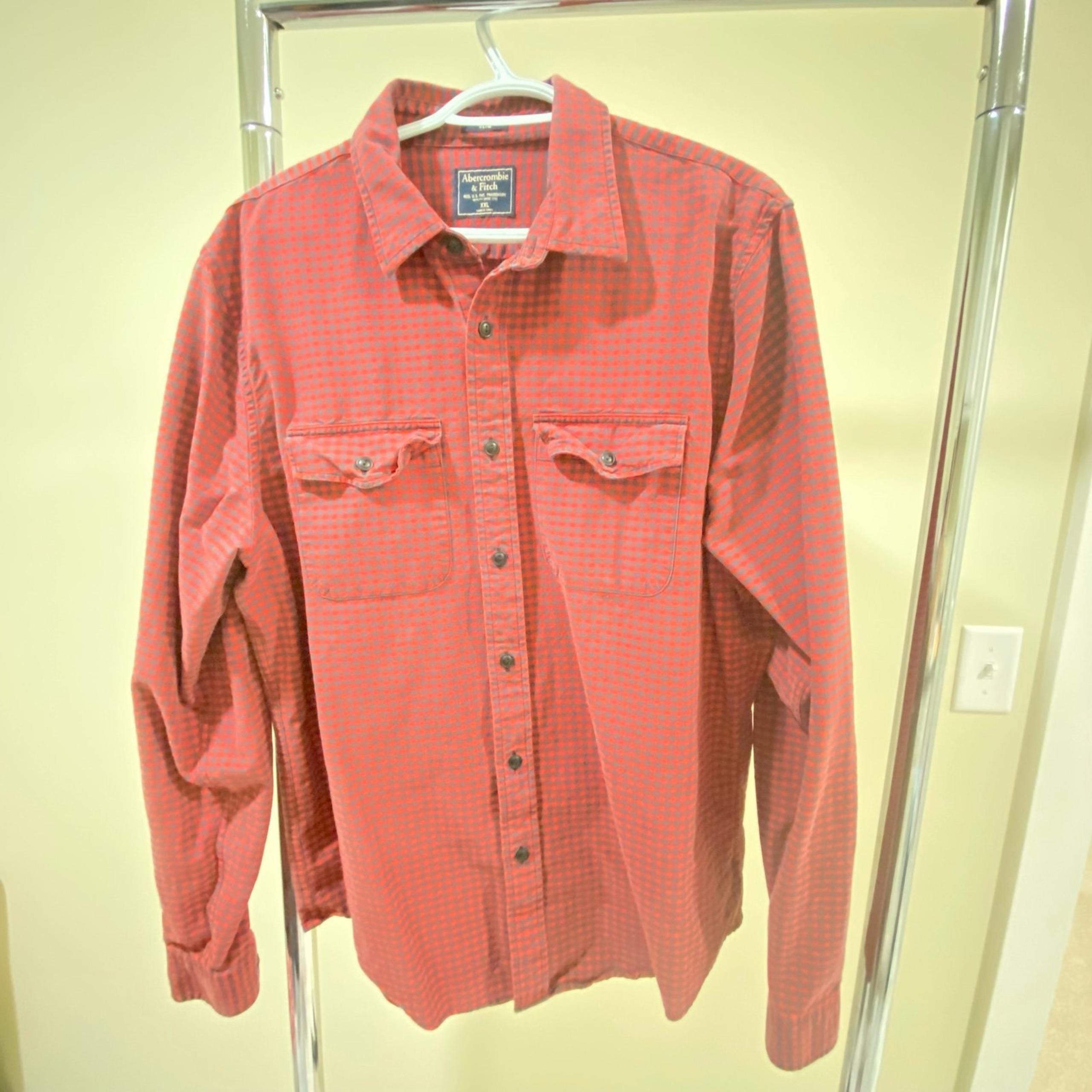 shirts men. Abercrombie and Fitch Red and Black Plaid Button Down