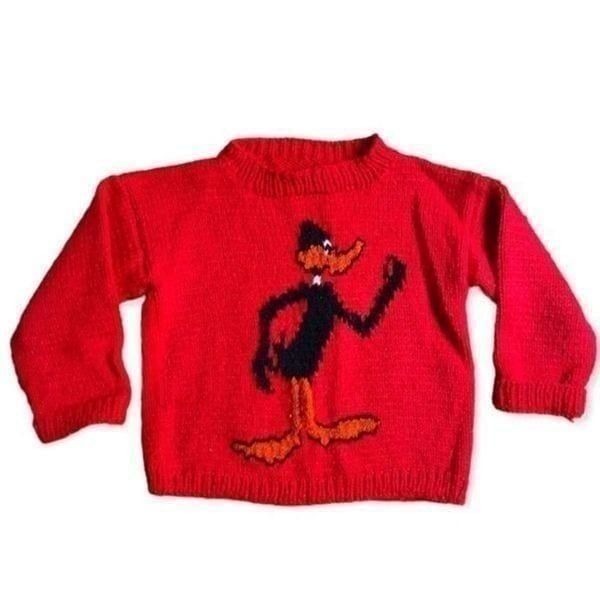 Handmade vintage Daffy Duck knit sweater