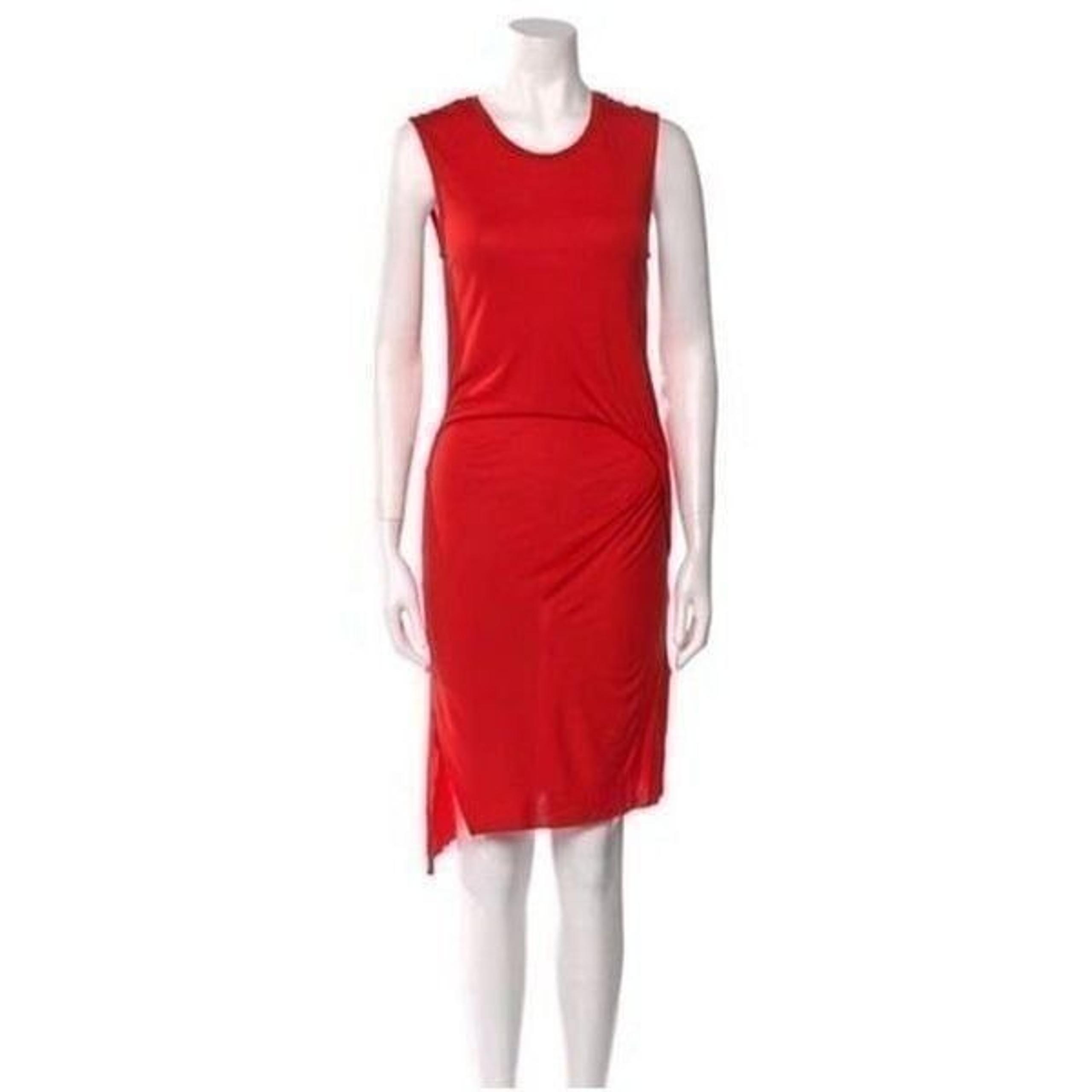 allsaints womens Authentic Scoop Neck Sheath solid red tank mini dress 2 xs