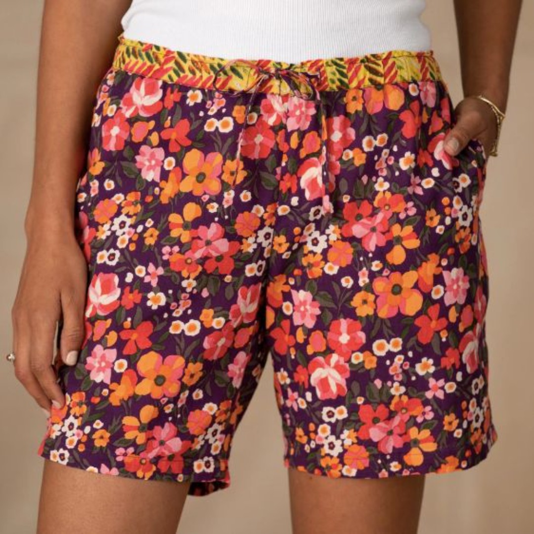 Sundance Leia Pull On Shorts 100% Cotton Drawstring Floral Print Womens Sz XL