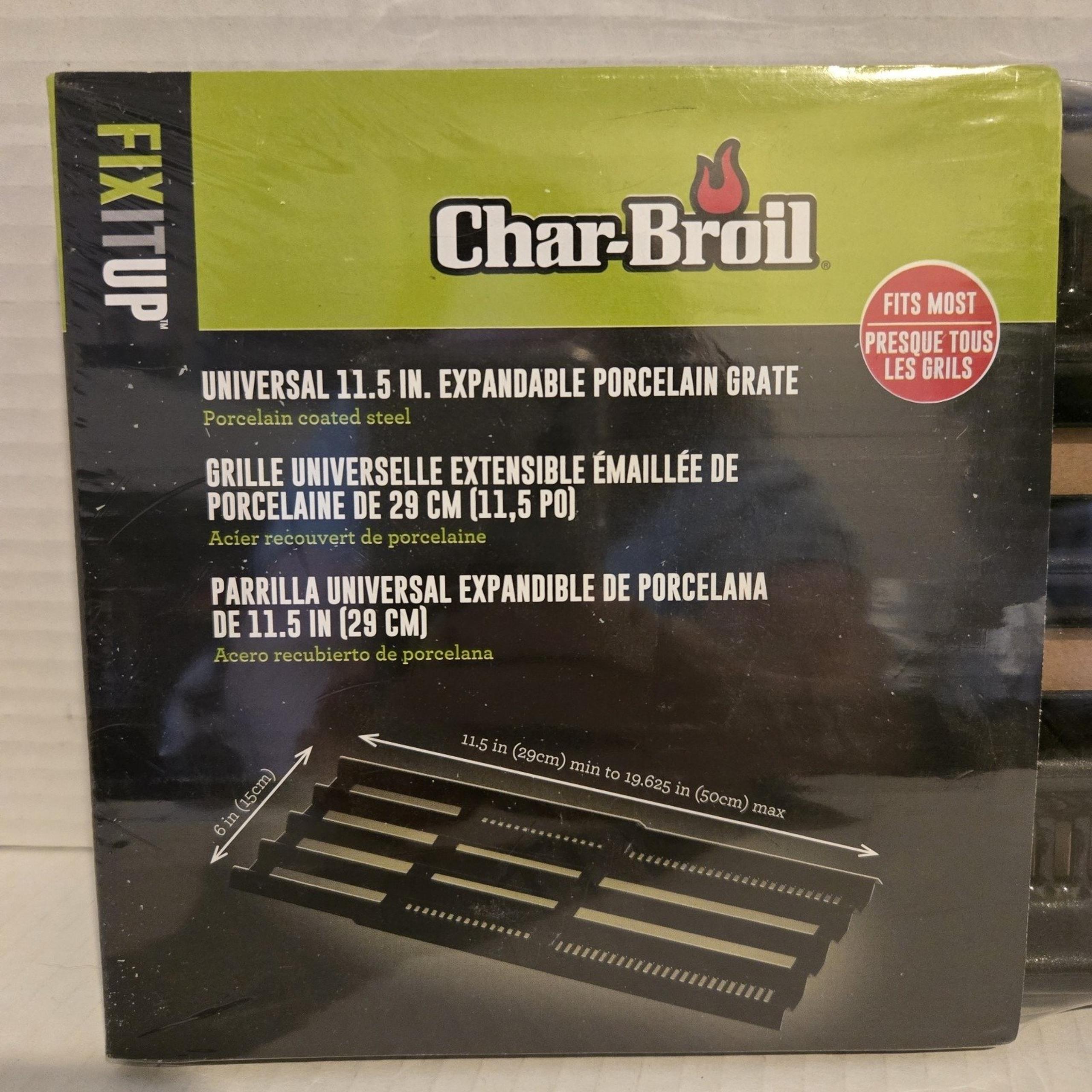 Char-Broil 11.5" Expandable Length Porcelain-Coated Steel Cooking Grate New BBQ