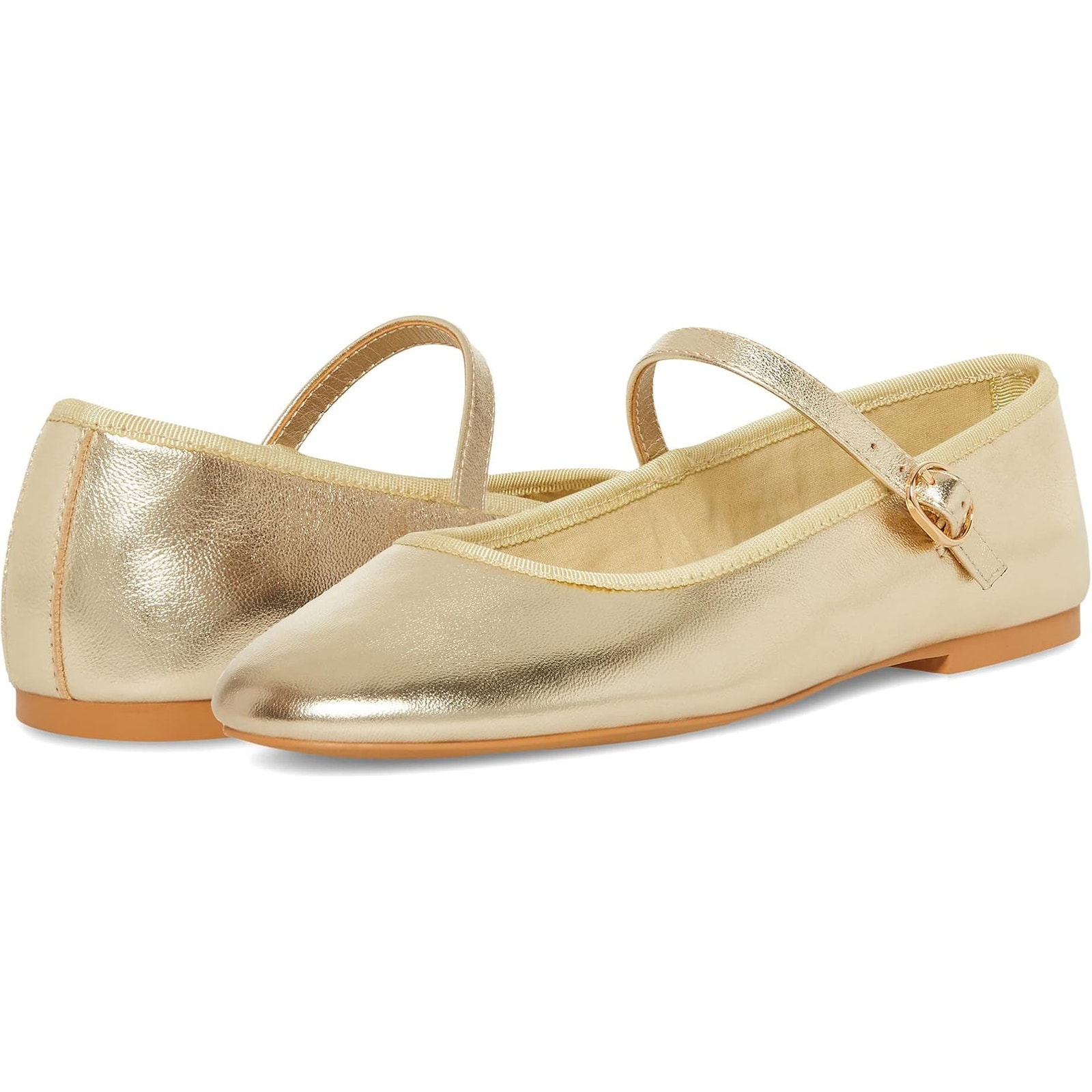 Steve Madden Violette Faux Leather Ballet Flats Slip On Ballerina Gold Size 8.5M