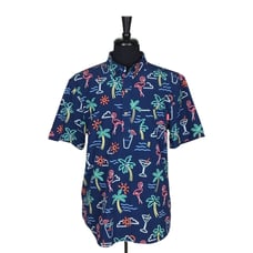 Chubbies Men Hawaiian Neon Lights Flamingo Martini Multicolor Shirt X-LARGE