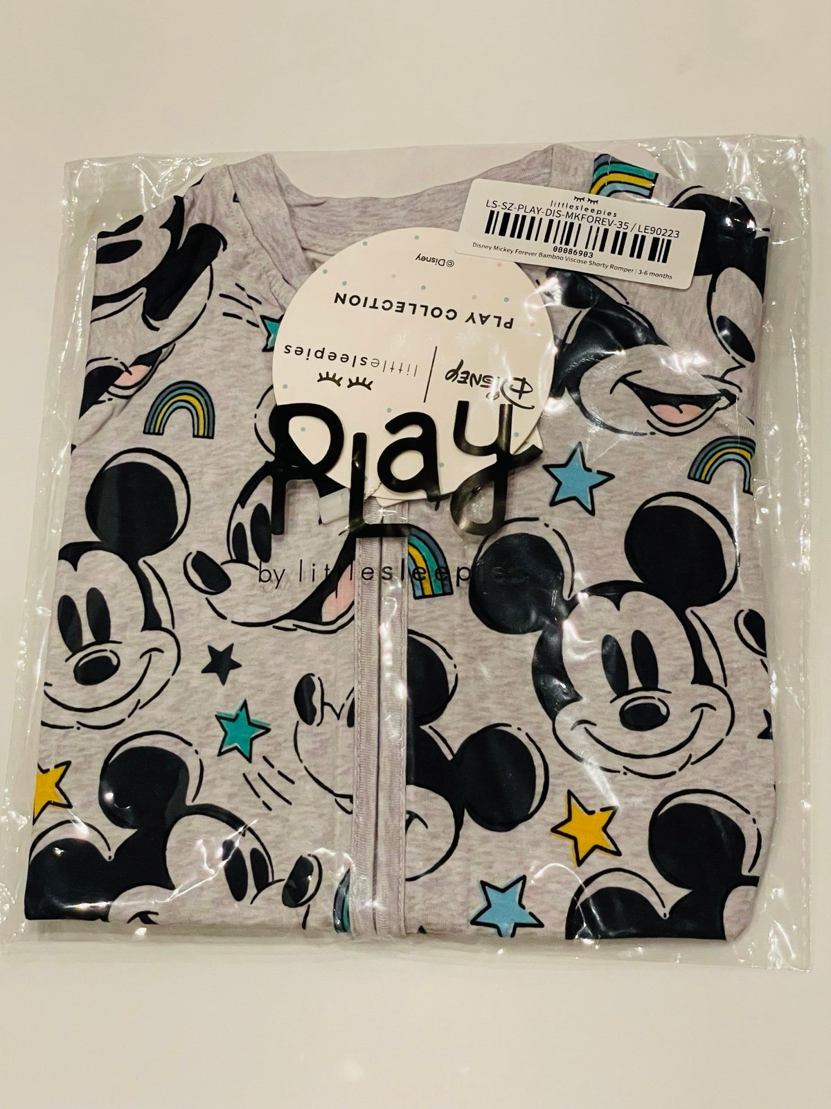 Little Sleepies Mickey Forever Shorty romper 3-6 mo