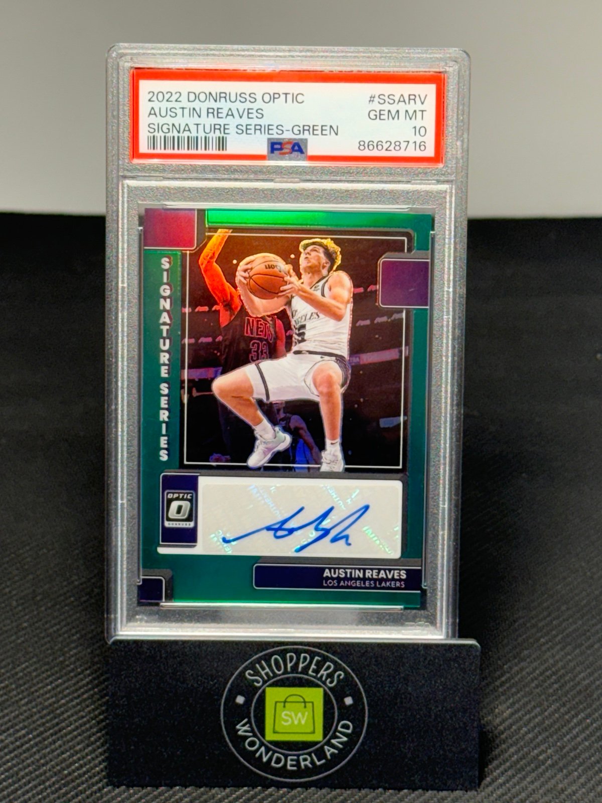 2022 Optic Austin Reaves Signature Series GREEN PSA 10 Gem Mint POP 2 LA Lakers