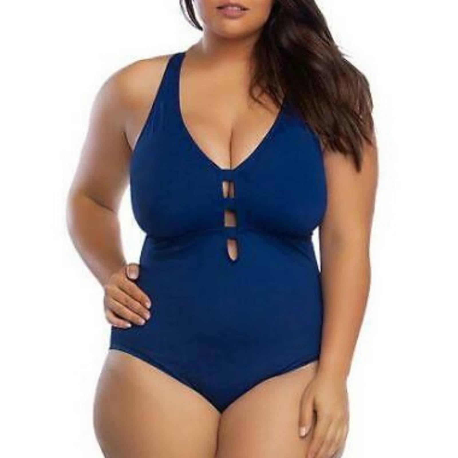 Lauren Ralph Lauren Beach Shaping Plunge One Piece Size 22W