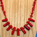 Vintage Red Branch Coral Necklace Coral Chips Gold Tone Beads Toggle Clasp