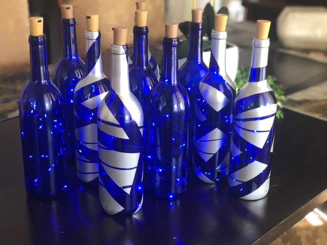 Lighted Wine Bottle Centerpieces