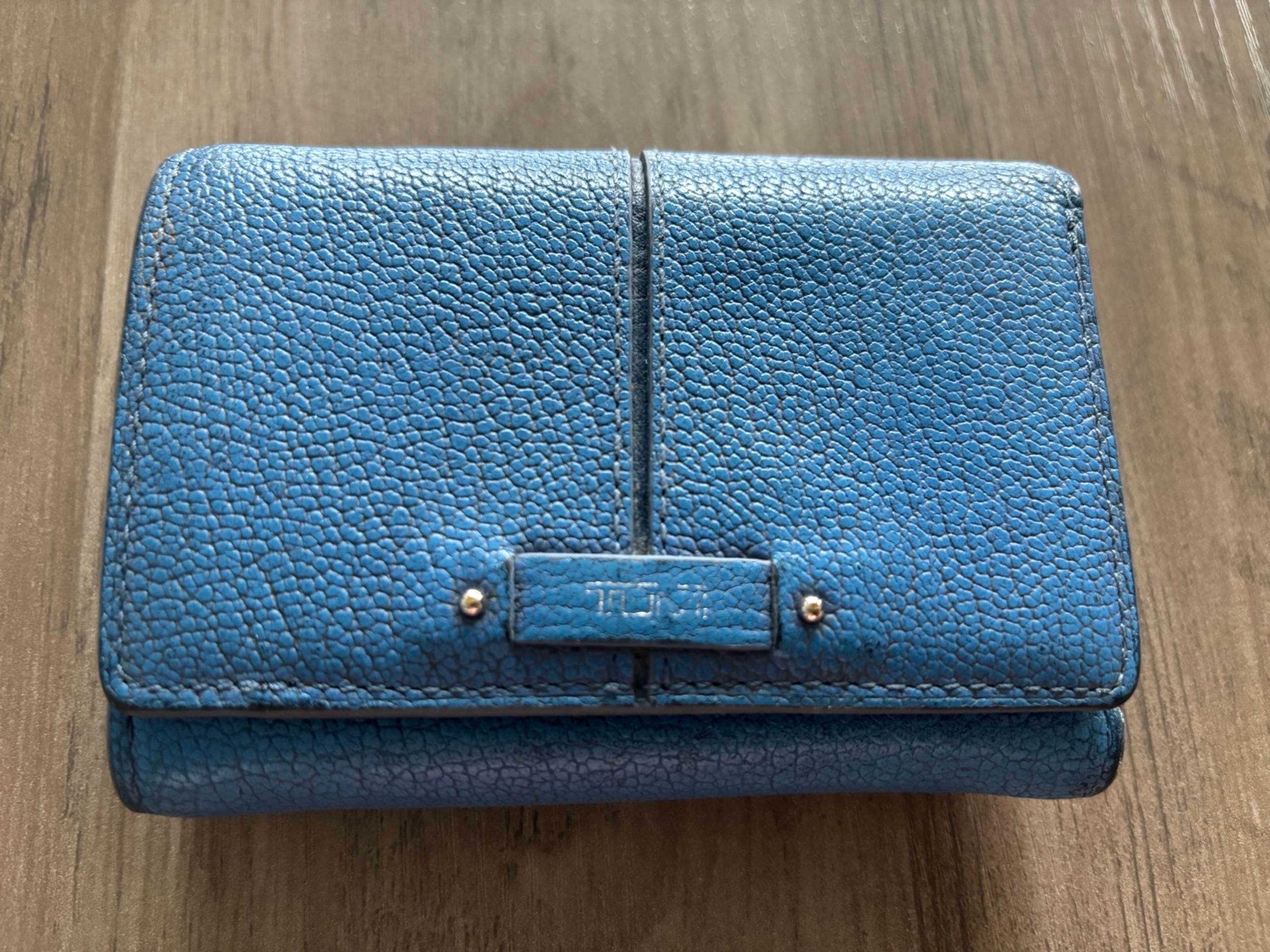 Tumi Blue Leather trifold Wallet Women