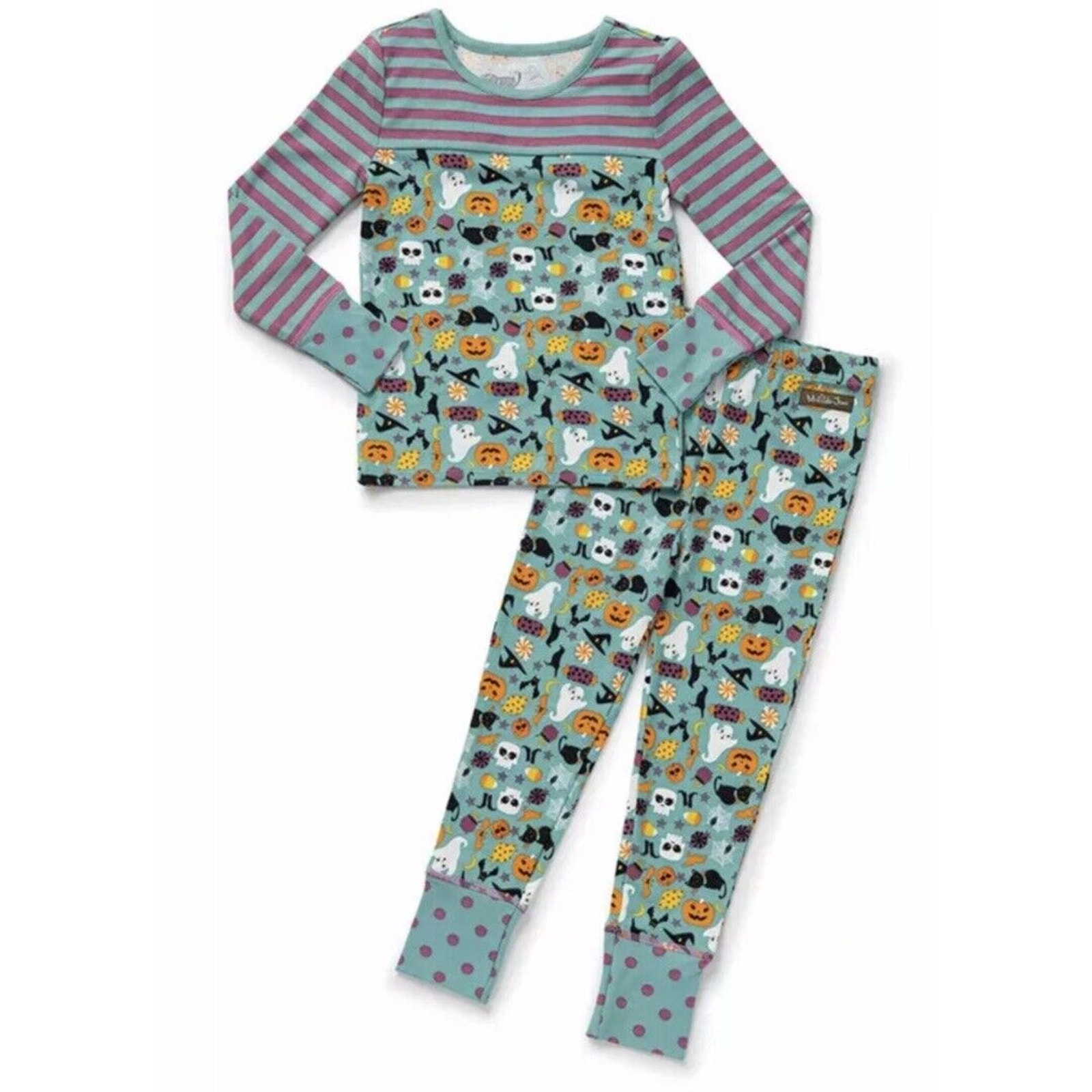 Matilda Jane HALLOWEEN FRIGHT NIGHT Pajama Set Girls Size 12 Purple Green NEW