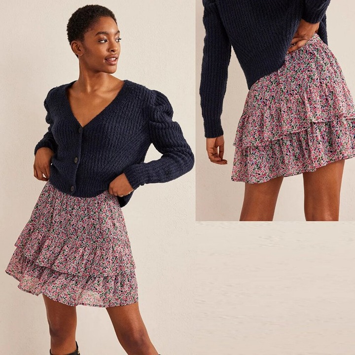 New Boden Ruffle Mini Floral Skirt Size 10