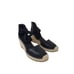 Eileen Fisher Leather Wallis Espadrille Wedge in Black - Size 9.5