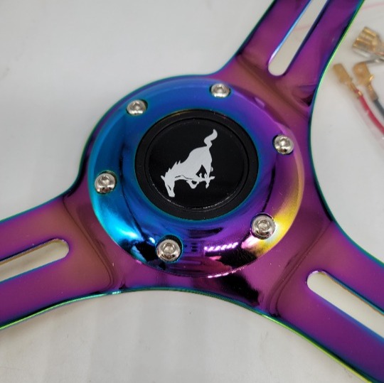 NEW 350mm 14 Universal Mustang ABS Racing Steering Wheel White With Neo Spoke