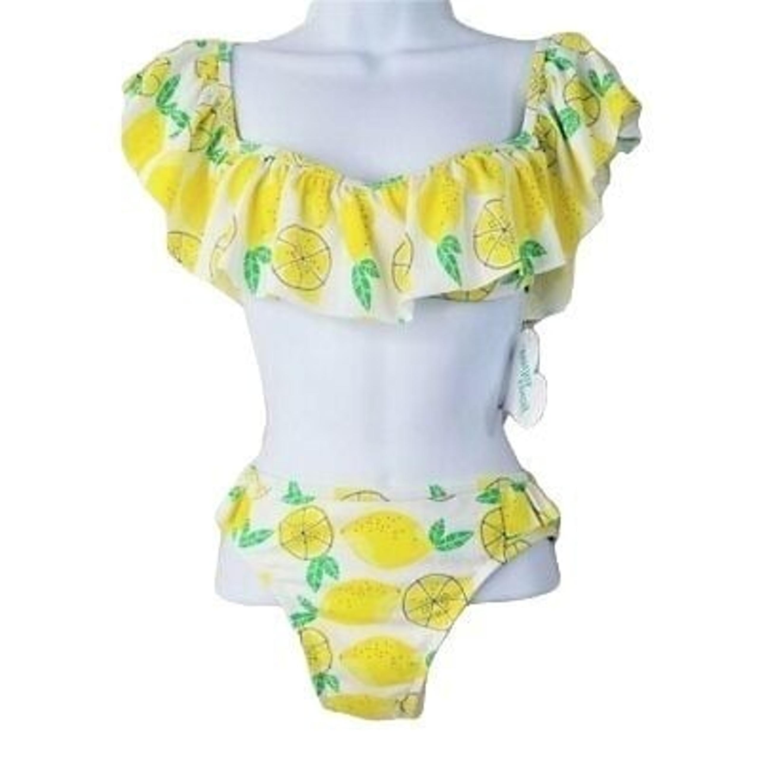 Sugar Coast 2 Pc Bikini Swimsuit Lolli Swim Top Bottom Sz M Lemon Ruffle Yellow