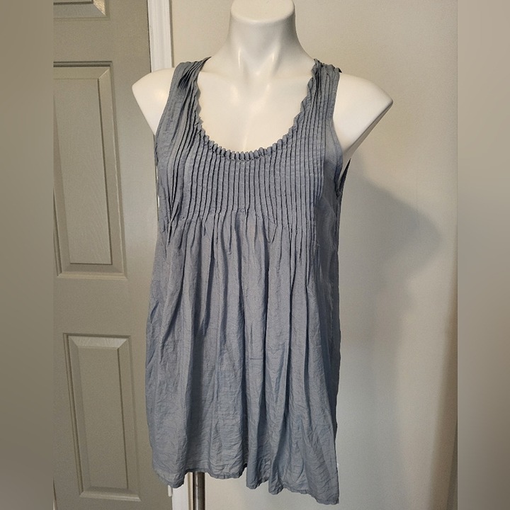 CP SHADES Pia Linen Flowy Lightweight Minimalist Tunic Sleeveless Tank Top(S)