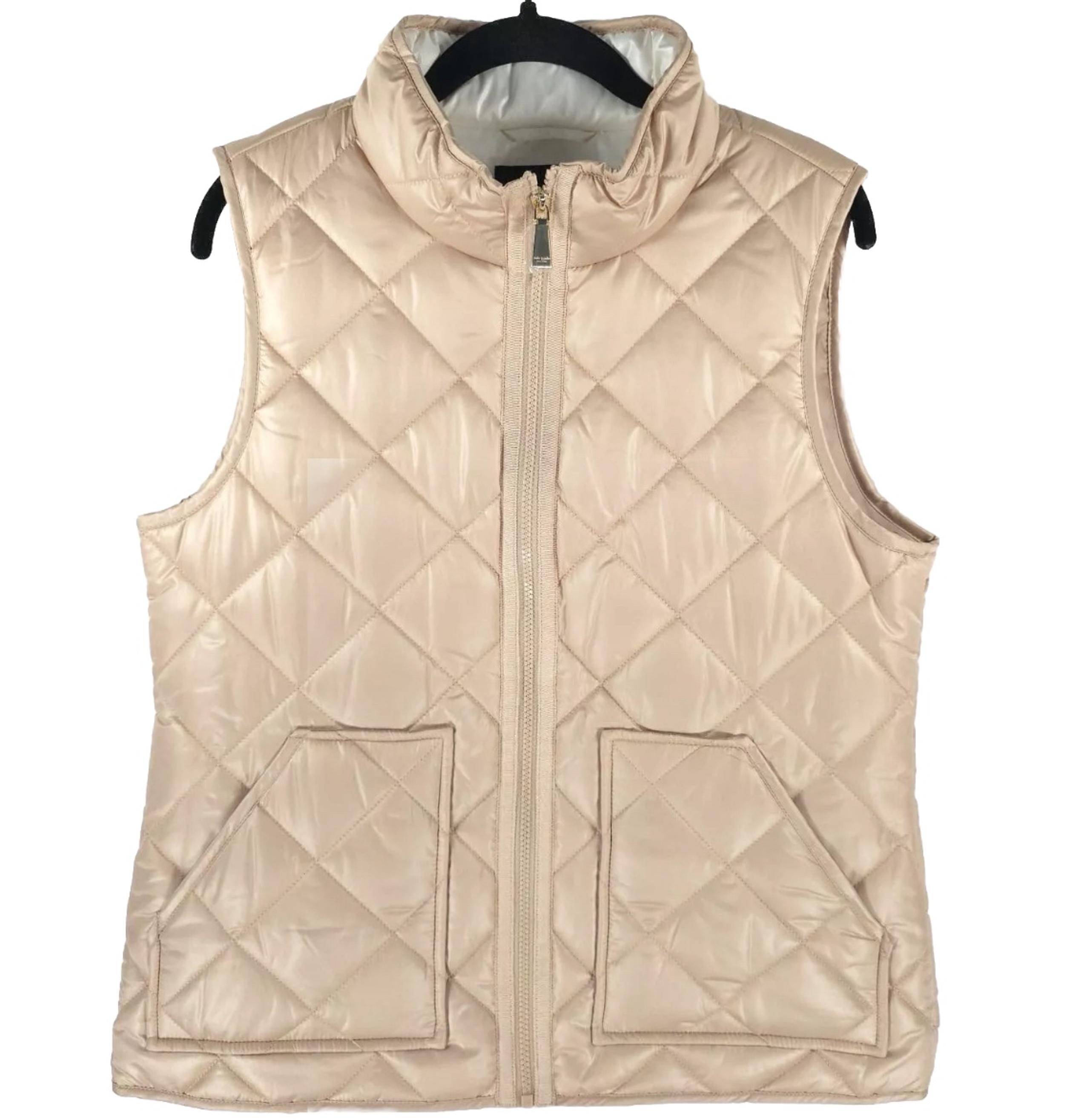 NWOT KATE SPADE Full Zip Quilted Toasted Peanut VEST KSVK23768L-MA Size XL