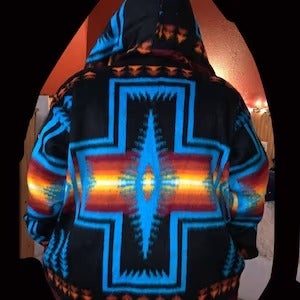 Native American Southwestern Blue Alpaca Jacket ,Super warm and soft