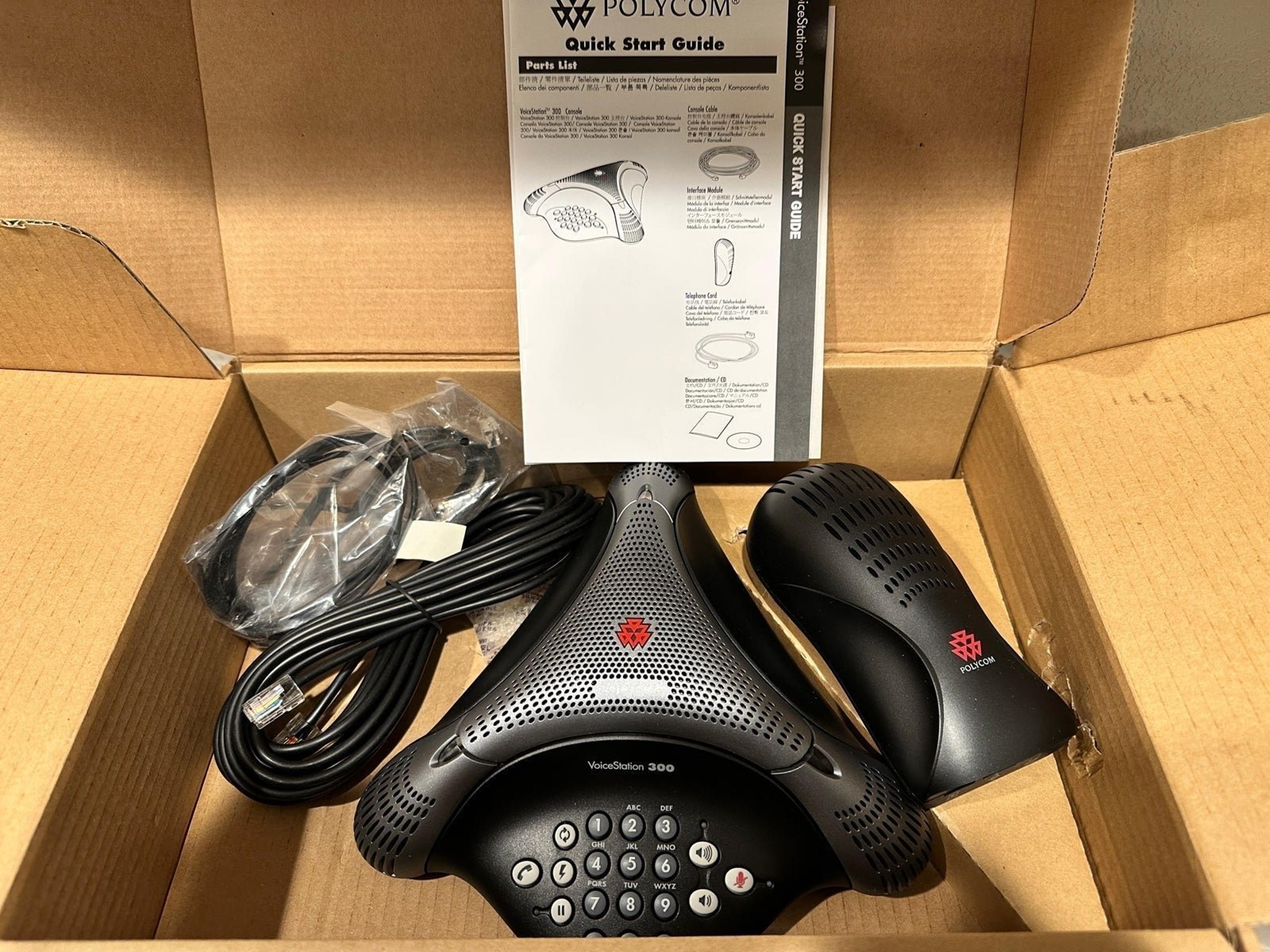 Polycom VoiceStation 300 Conference Phone  w/ Wall Module & Cable 2201-17910-001