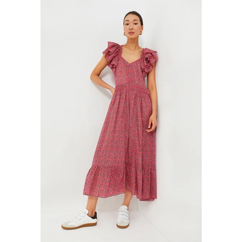 TUCKERNUCK ISABEL MARANT ETOILE Cranberry Godralia Blossom Cotton Dress Medium