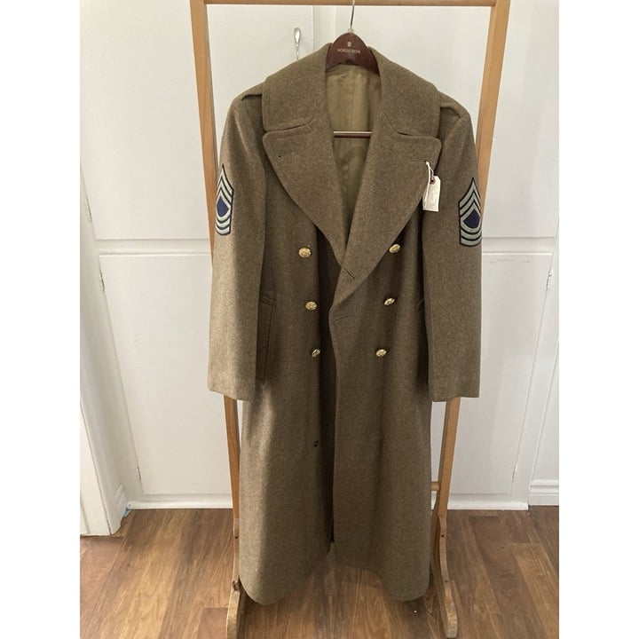 Vintage 1940s WW2 US Military USAAF Army Air Force Wool Overcoat Trench Coat 40