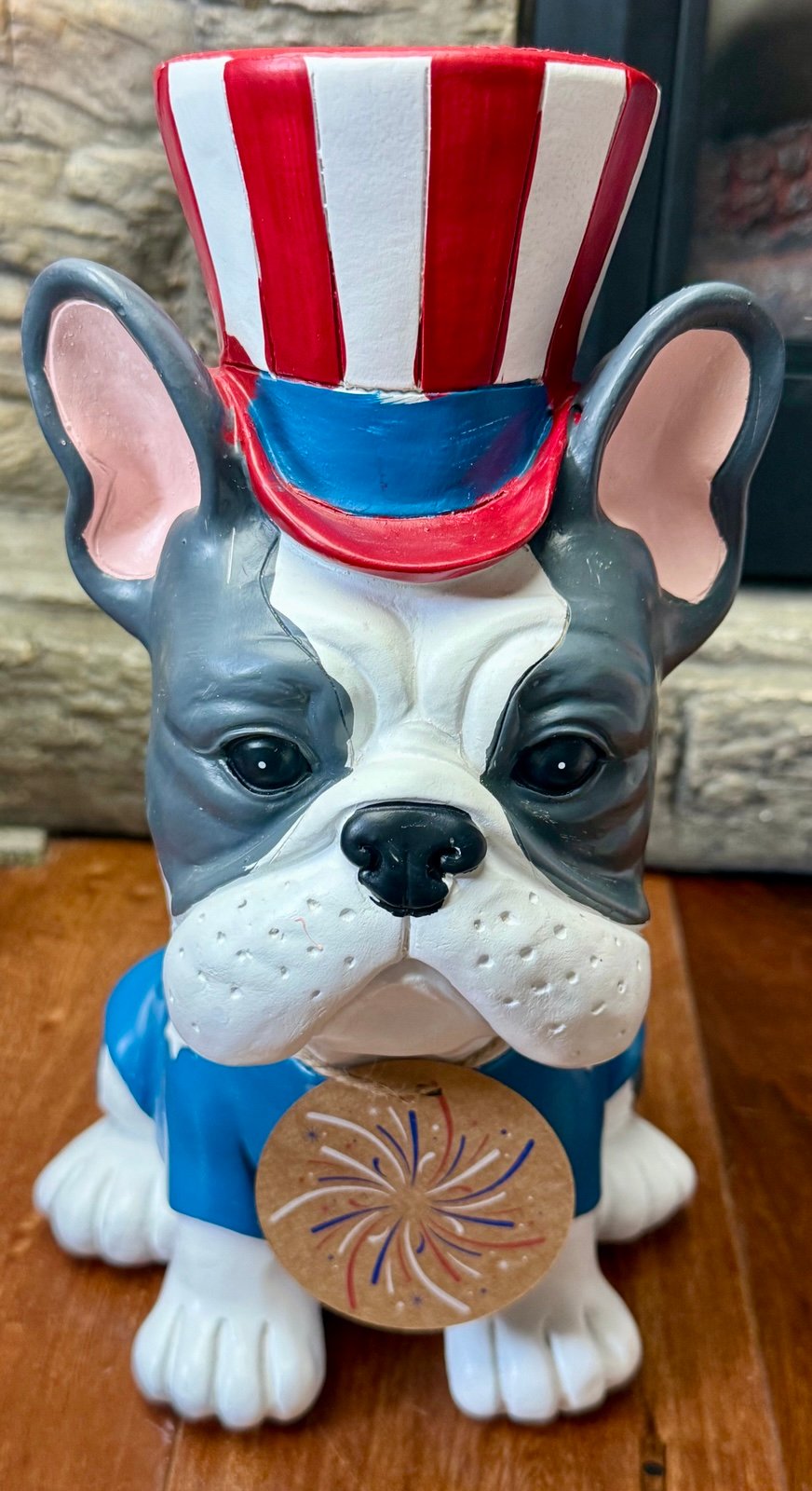 Stars & Stripes French Bulldog Or Boston LARGE Figurine Patriotic July 4th NWT