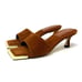 Good American The Standout Square Toe Mule Sandal Suede Tobacco 8.5 GAO23S-E